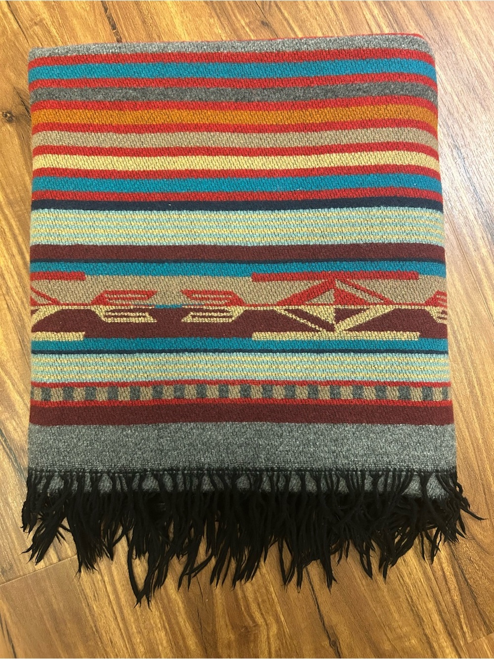 Southwestern Stripe Cotton Throw Blanket - Red Multi - Picture 9 of 9